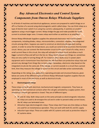 Request an Online Quote Using Global Part Search Utility of Wholesale TE Connectivity Relays Distributors