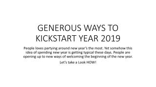 Generous ways to kickstart your 2019