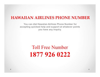Hawaiian Airlines Phone Number is a Customer Care Helpline