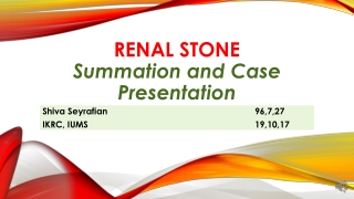 Renal stone Summation and Case Presentation