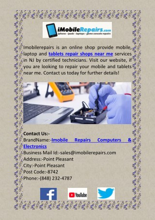 Mobile, Laptop and Tablets Repair Shops Near Me