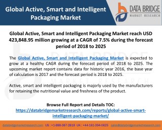 Global Active, Smart and Intelligent Packaging Market- Industry Trends and Forecast to 2025