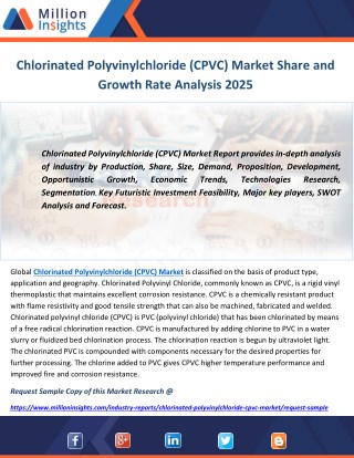 Chlorinated Polyvinylchloride (CPVC) Market Share and Growth Rate Analysis 2025