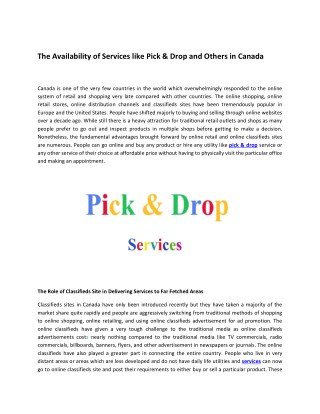 The Availability of Services like Pick & Drop and Others in Canada