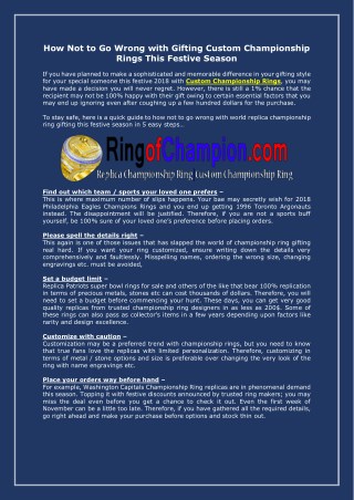 Golden State Warriors Champions Ring | Replica Champions Ring
