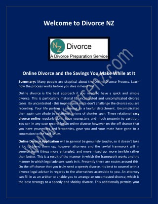 Online Divorce Application at divorcenz