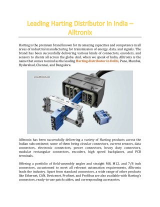 Alltronix – Leading Harting Distributor In India