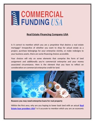 Commercial Real Estate Financing Company in USA - Commercial Funding USA