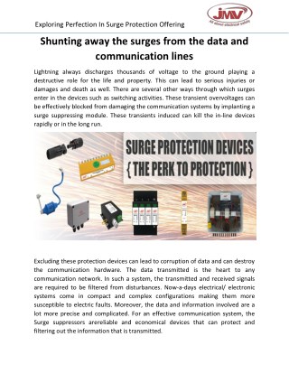 Shunting away the surges from the data and communication lines