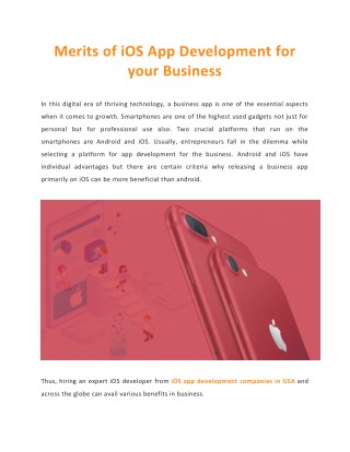 Merits of iOS app development for your business