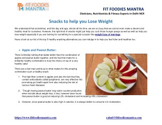 Snacks to help you Lose Weight