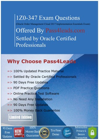 VCE Oracle 1Z0-347 Exam Dumps - Secret To Pass