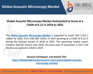 Global Acoustic Microscopy Market Anticipated to Grow at a CAGR of 6.12 % 2018 to 2025