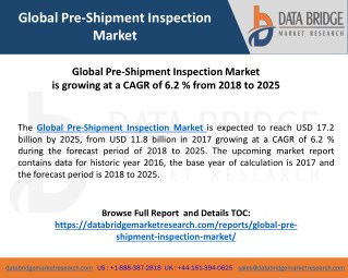 Global Pre-Shipment Inspection Market– Industry Trends and Forecast to 2025