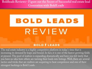 Boldleads Reviews - Figure out the Secret of Successful real estate lead Generation with Bold Leads