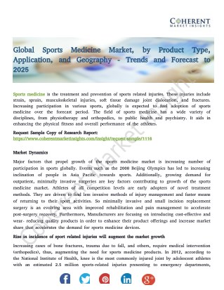 Sports Medicine Market, by Product Type, Application, and Geography - Trends and Forecast to 2025