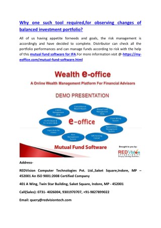 Why one such tool required,for observing changes of balanced investment portfolio?