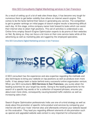 Hire SEO Consultants Digital Marketing services in San Francisco