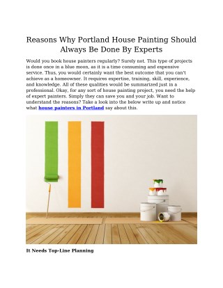 Reasons Why Portland House Painting Should Always Be Done By Experts