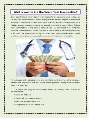 What is involved in a Healthcare Fraud Investigation?