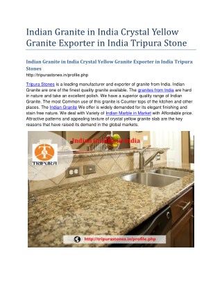 Indian Granite in India Crystal Yellow Granite Exporter in India Tripura Stones