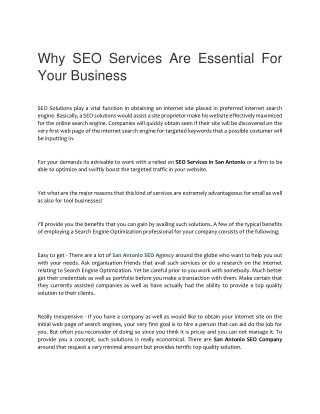 Why SEO Services Are Essential For Your Business