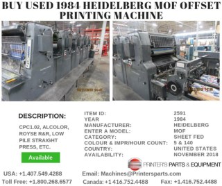 Buy Used 1984 Heidelberg MOF Offset Printing Machine
