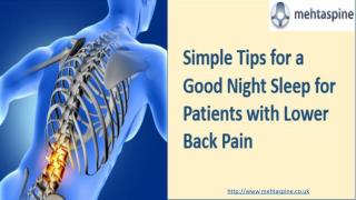 Simple Tips for a Good Night Sleep for Patients with Lower Back Pain