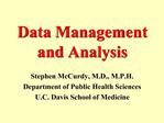 Data Management and Analysis