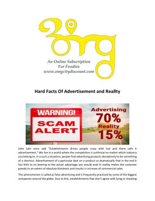 Hard Facts Of Advertisement and Reallty