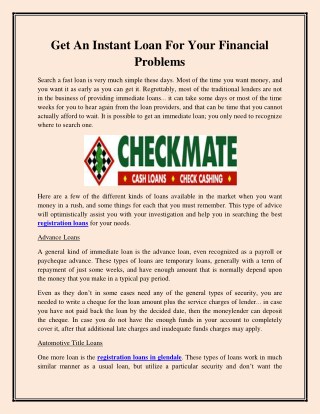 Get An Instant Loan For Your Financial Problems