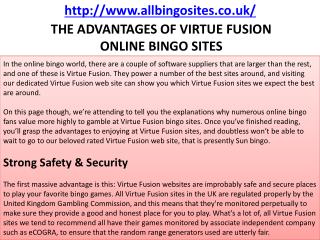 THE ADVANTAGES OF VIRTUE FUSION ONLINE BINGO SITES