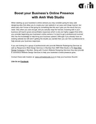 Boost your Business’s Online Presence with Amh Web Studio