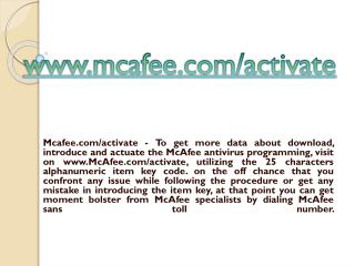 MCAFEE.COM/ACTIVATE- MCAFEE ANTIVIRUS PRODUCT ACTIVATION