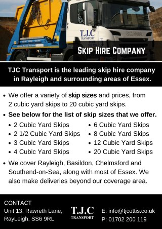 Skip Hire Company - TJC Transport