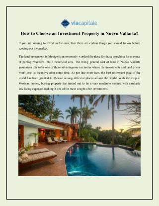 How to Choose an Investment Property in Nuevo Vallarta?