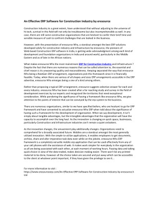 An Effective ERP Software for Construction Industry by eresource