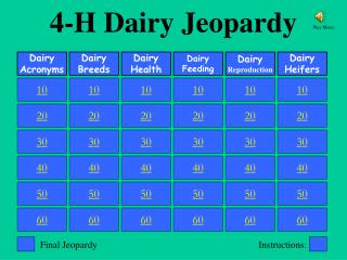 4-H Dairy Jeopardy