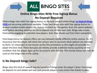 Online Bingo Sites With Free Signup Bonus No Deposit Required