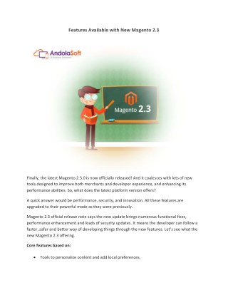 Features Available with New Magento 2.3