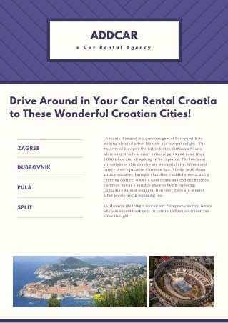 Drive Around in Your Car Rental Croatia to These Wonderful Croatian Cities