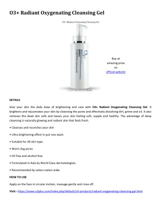 O3 Radiant Oxygenating Cleansing Gel