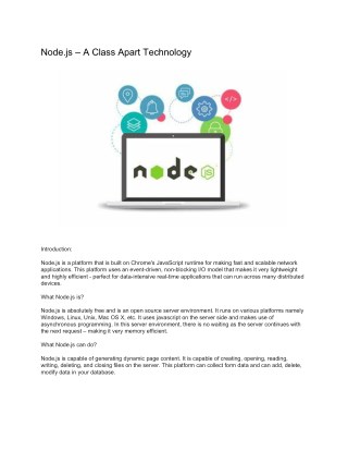 Node.js – A Class Apart Technology