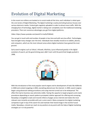 Evolution of Digital Marketing