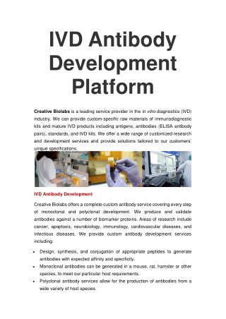 IVD Antibody Development Platform