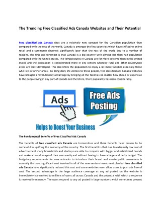 The Trending Free Classified Ads Canada Websites and Their Potential