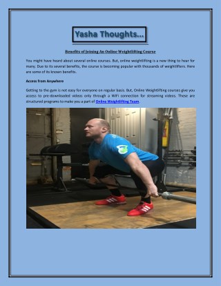 Benefits of Joining An Online Weightlifting Course