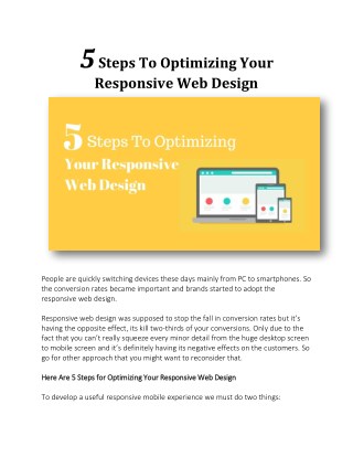 5 Steps To Optimizing Your Responsive Web Design