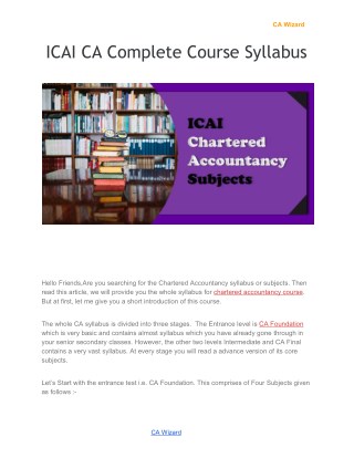 ICAI CA Complete Course Syllabus