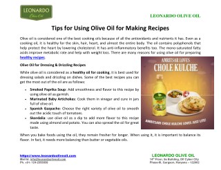 Tips For Using Olive Oil For Making Recipes